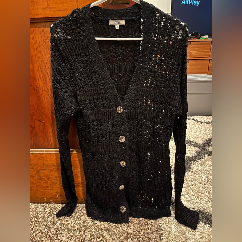 Black Mudd airy knitted cardigan w/ buttons